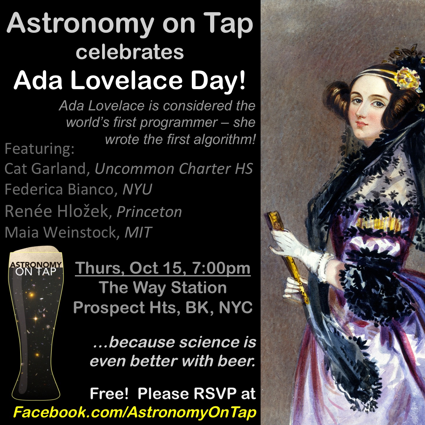Celebrate Ada Lovelace Day with AoT NYC at the Way Station on Thursday, October 15