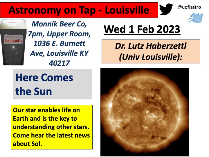 Poster for AoT-Louisville, Feb 1, 2023, "Here Comes the Sun"