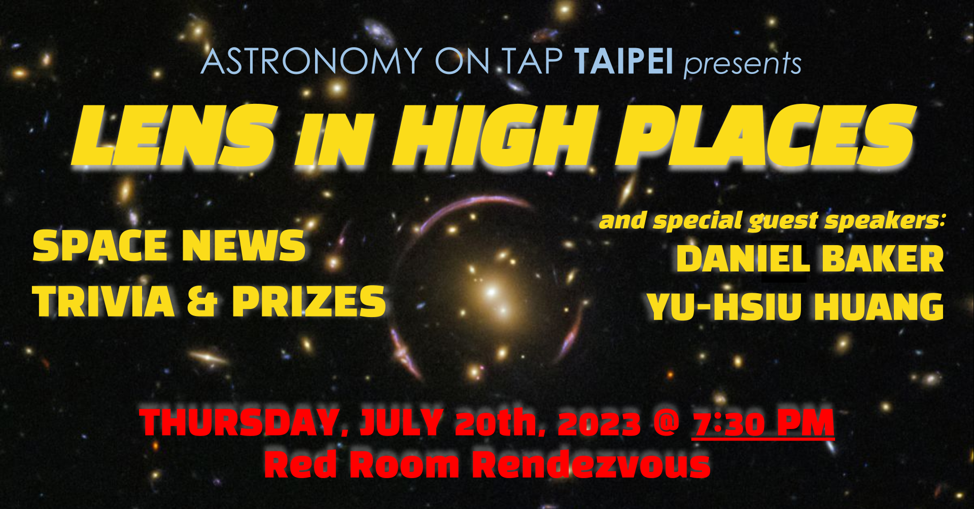 AoT Taipei presents: Lenses in High Places. Join us at 19:30 pm on 20th July at Red Room Rendezvous in Taipei.